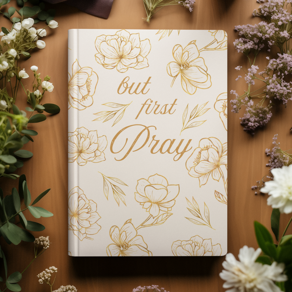 Floral Hardcover Journal – 'But First Pray' Inspirational Notebook