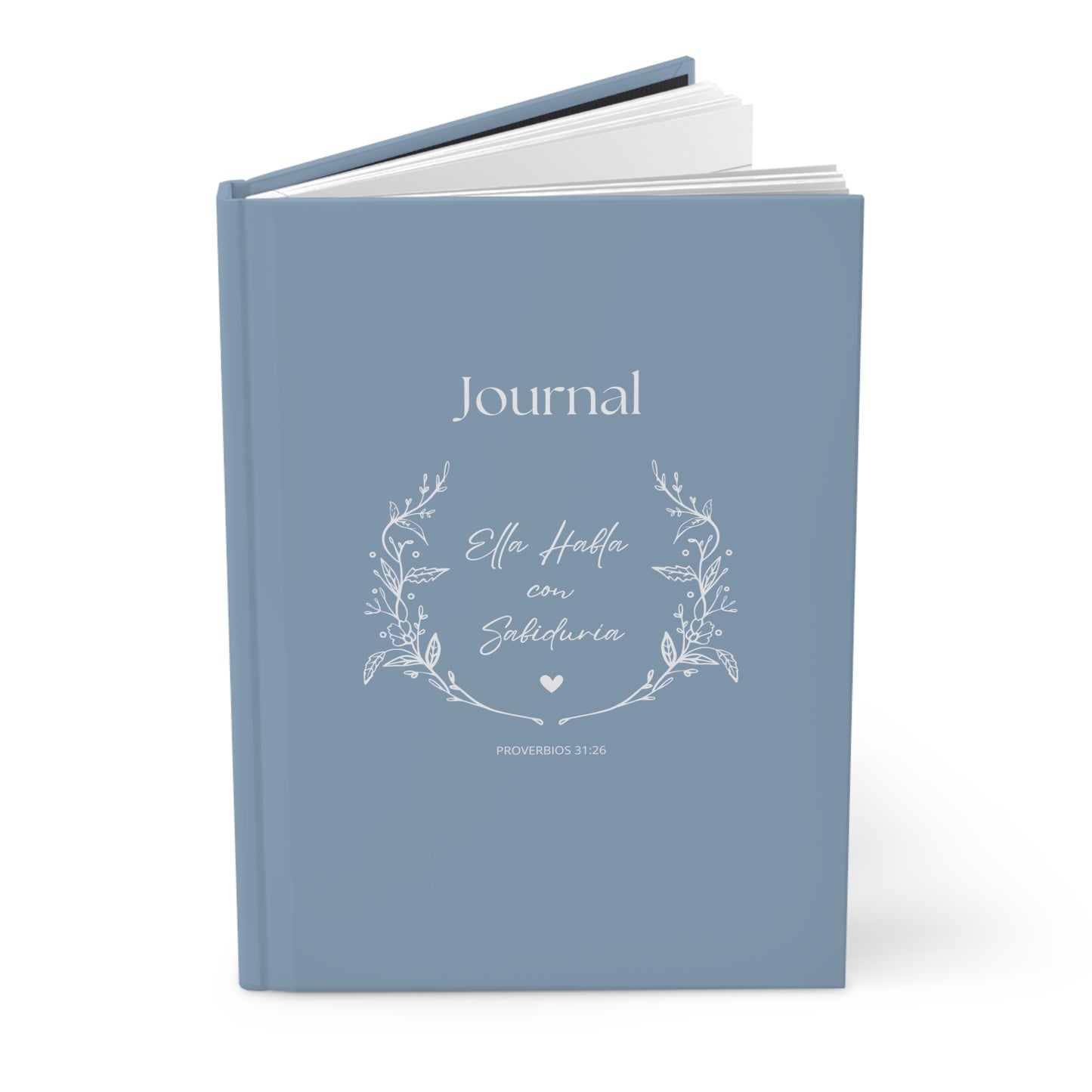 Proverbs 31:26 Inspirational Hardcover Journal - Elegant Blue Design